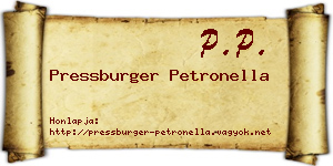 Pressburger Petronella névjegykártya